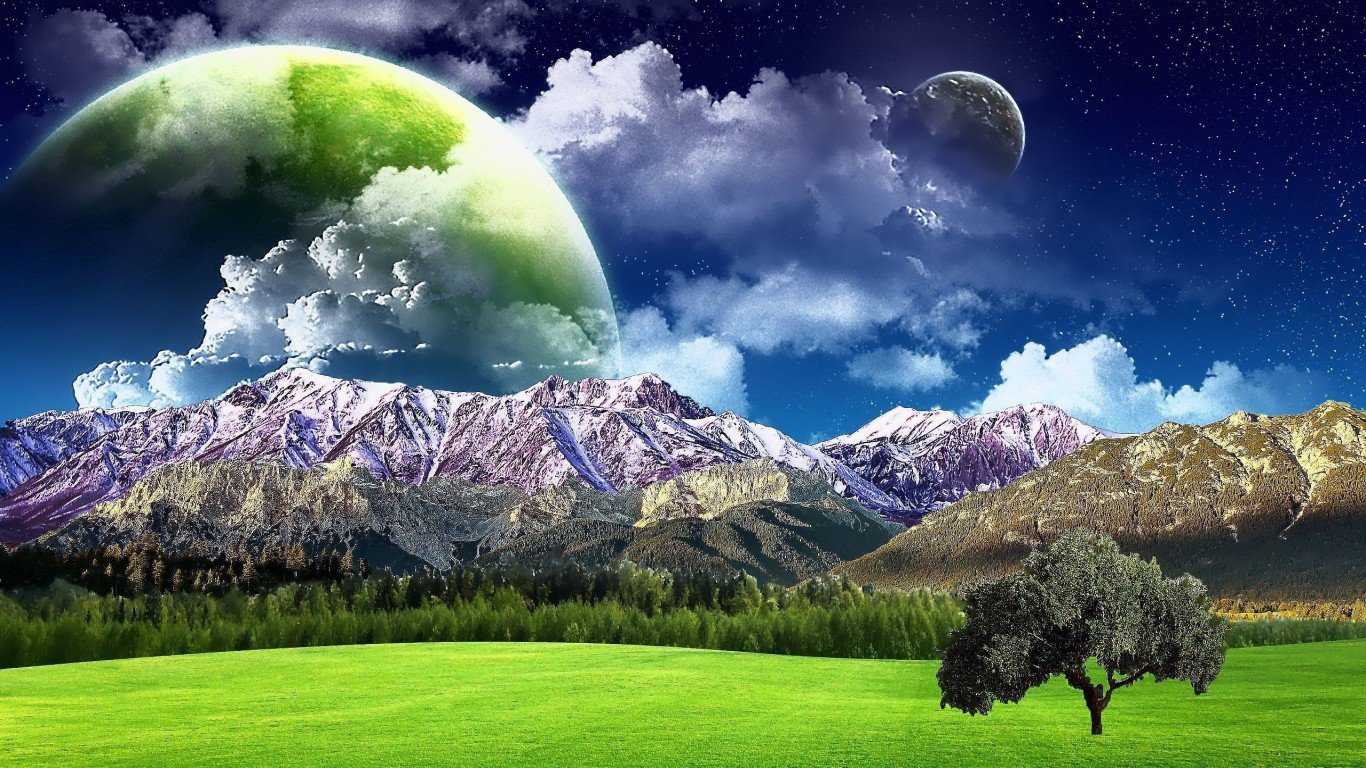 Фантастические пейзажи. Природа земли. Космический пейзаж. Планеты на фоне природы. Красота планеты земля