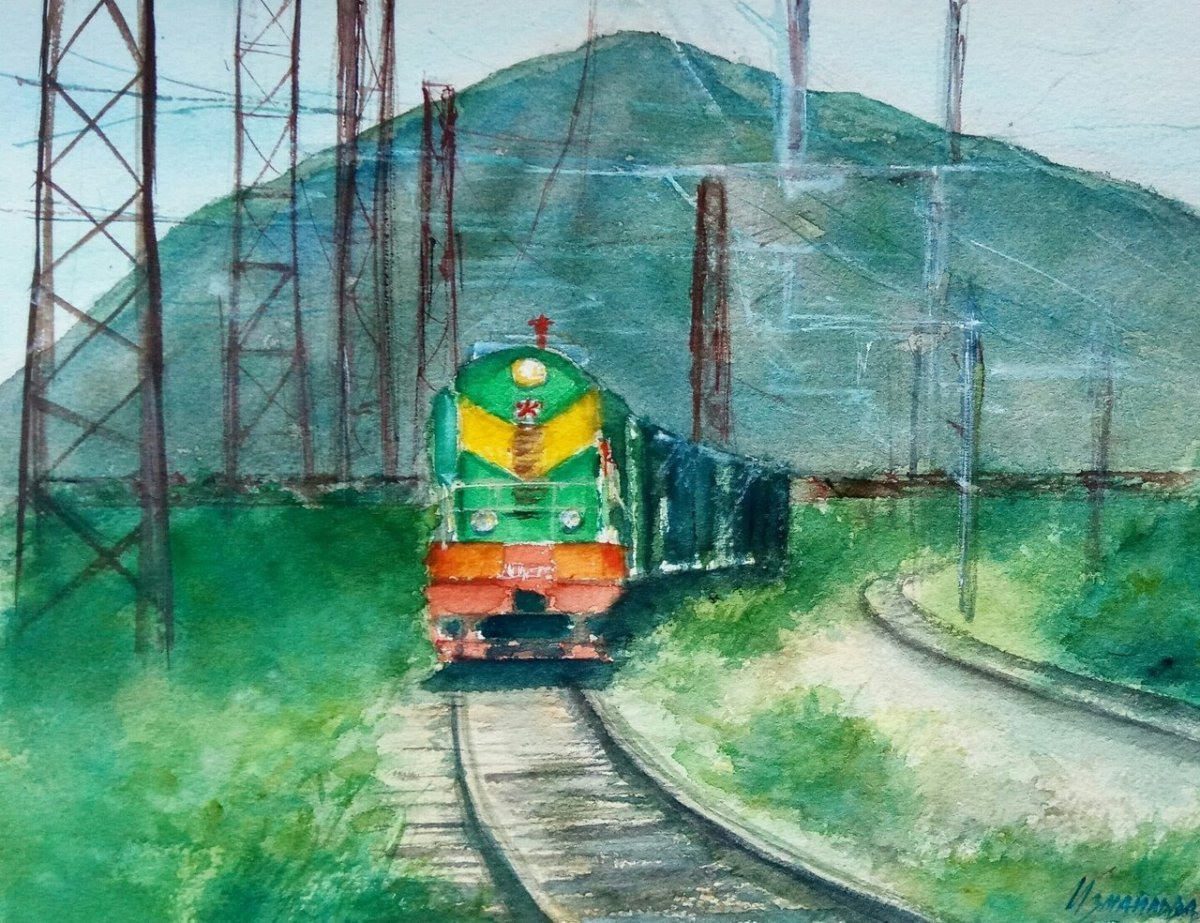 Иллюстрации к стихотворению "Железная дорога" (70 фото)
