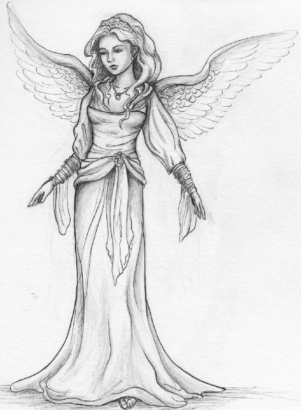 Рисунки ангела для срисовки (35 фото)