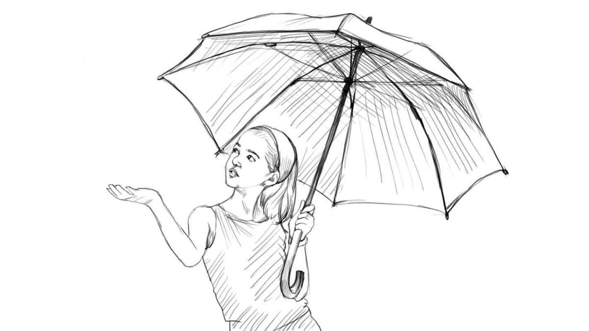 Рисунки девушки с зонтом для срисовки (60 фото)