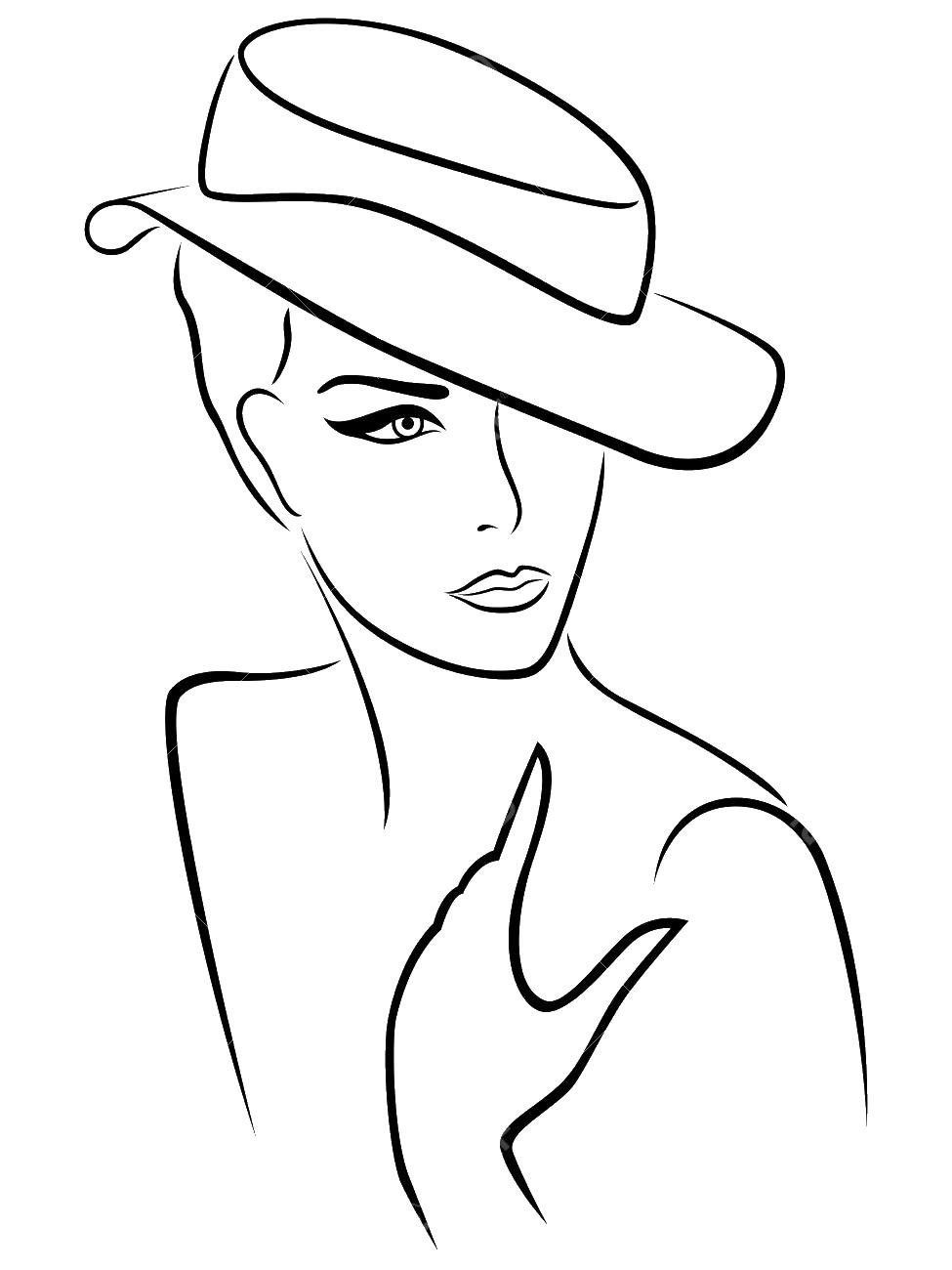 Рисунки девушки в шляпе для срисовки (100 фото)