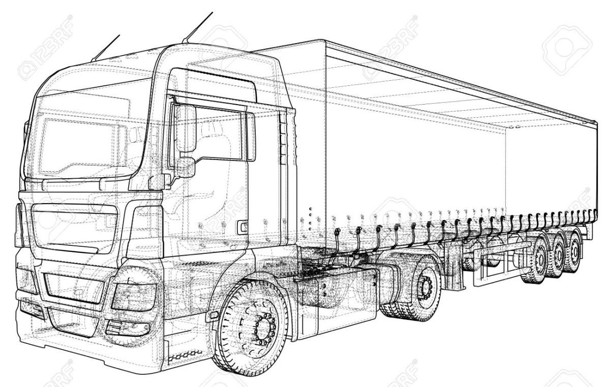 Рисунки грузовых машин для срисовки (70 фото)
