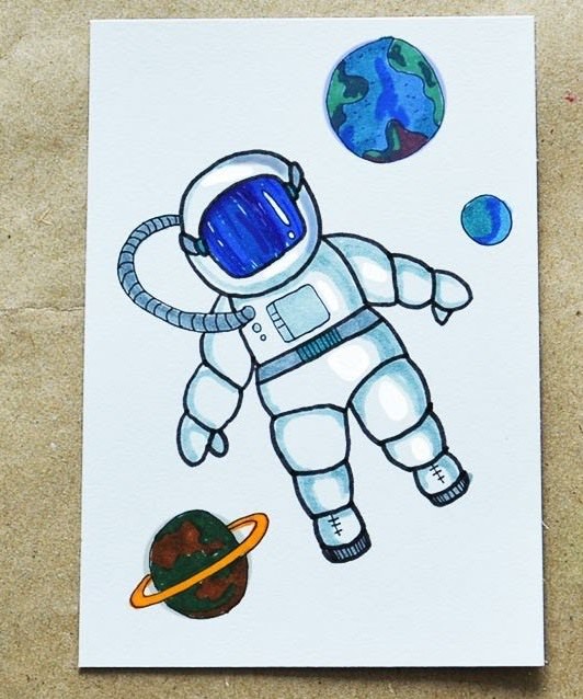 Рисунки космонавта для срисовки (20 фото)