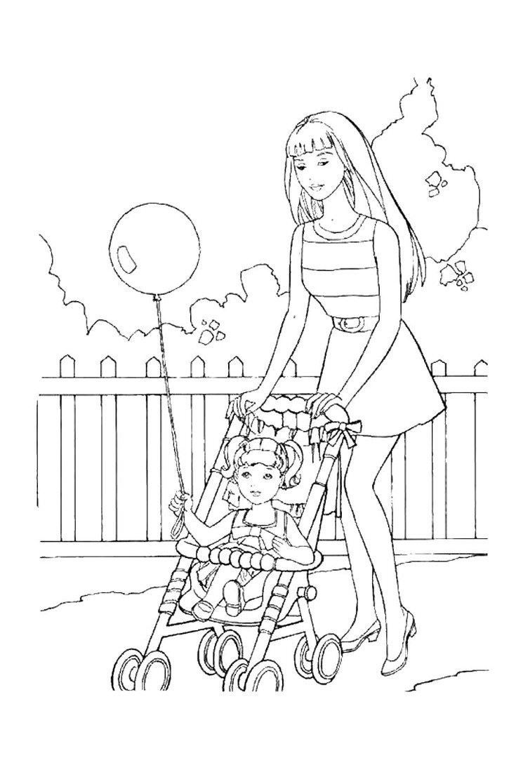 Рисунки мамы с коляской для срисовки (35 фото)