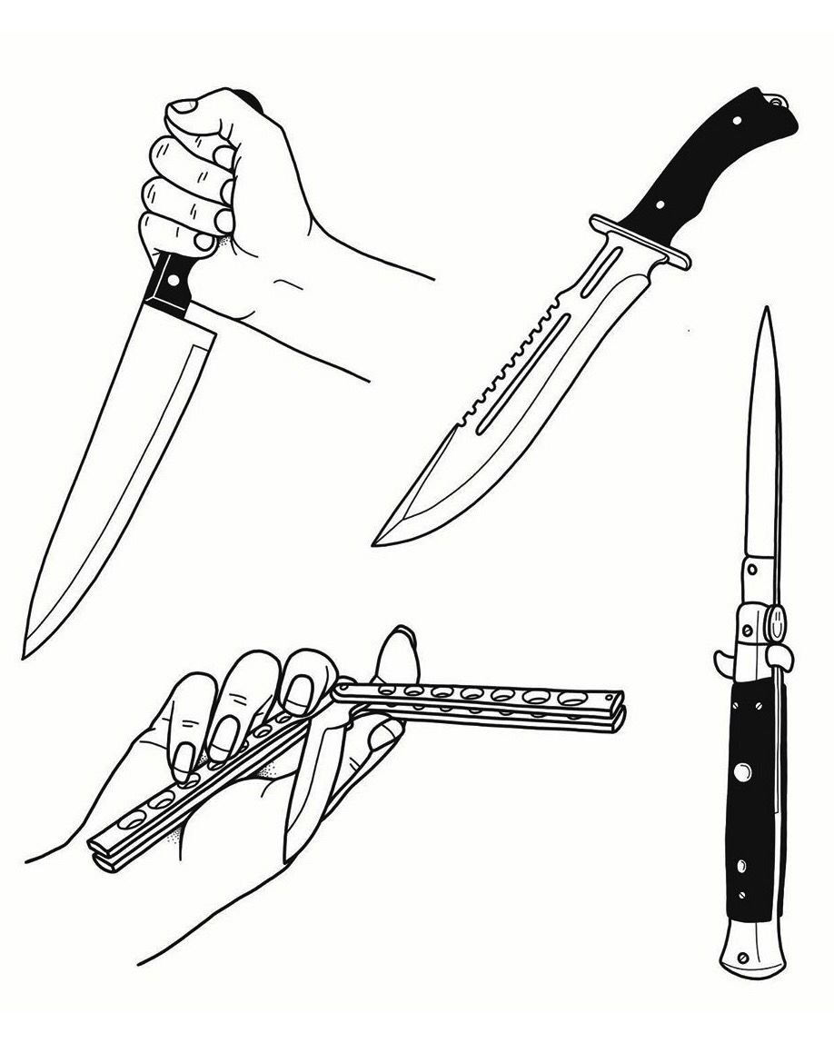 Рисунки ножиков для срисовки (70 фото)
