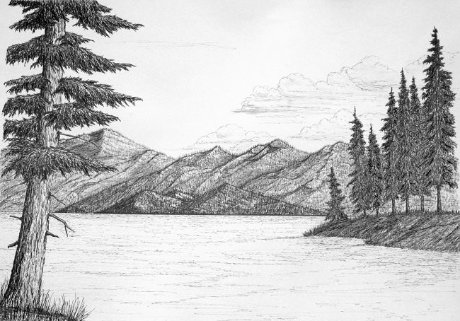 Рисунки озера для срисовки (15 фото)