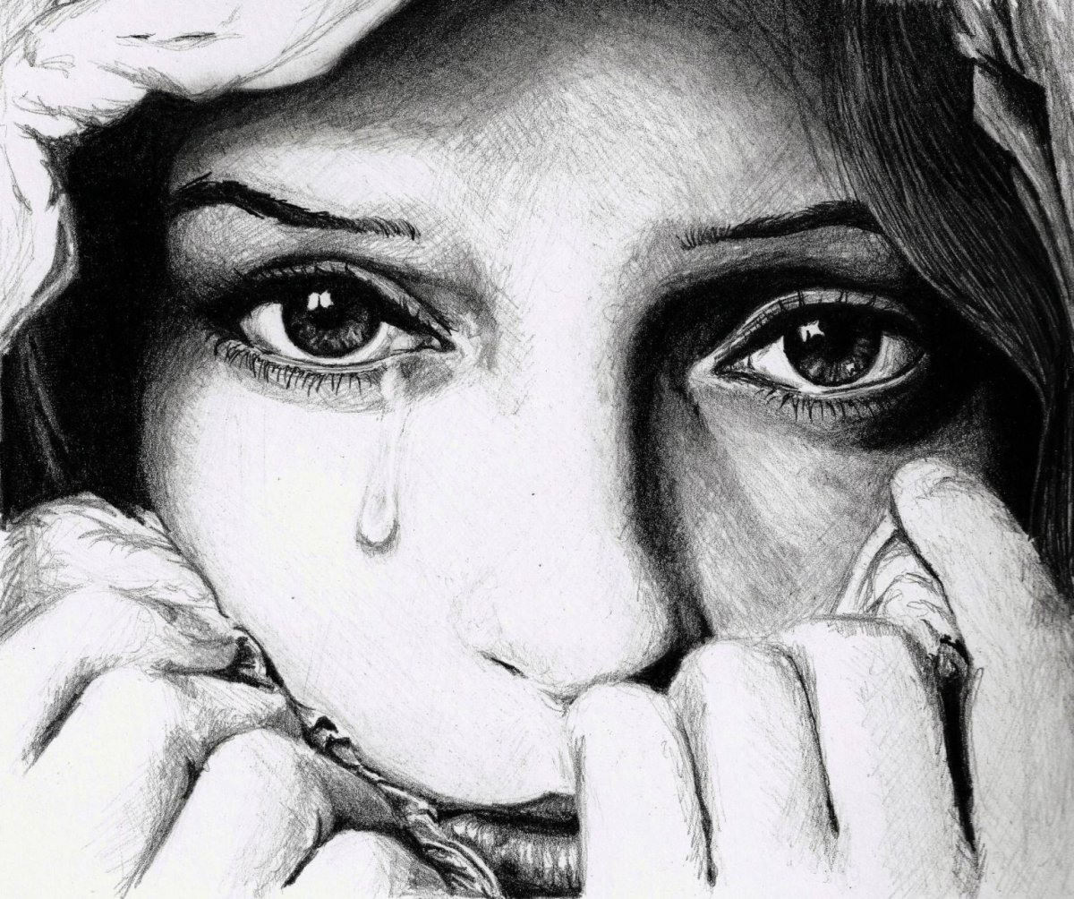 Рисунки плачущей девушки для срисовки (100 фото)