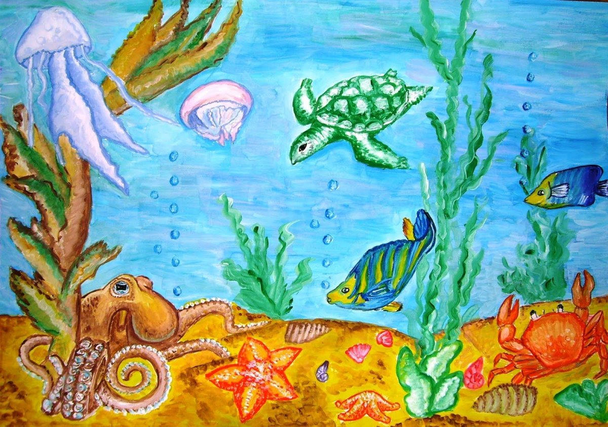 Рисунки подводного мира для срисовки (75 фото)