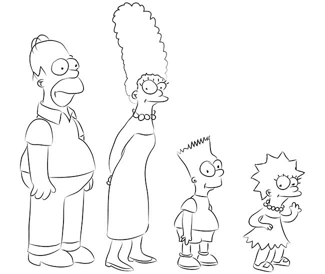 Рисунки "Симпсонов" для срисовки (100 фото)