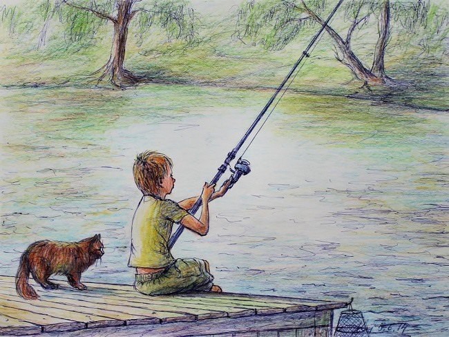 Рисунки рыбалки для срисовки (25 фото)